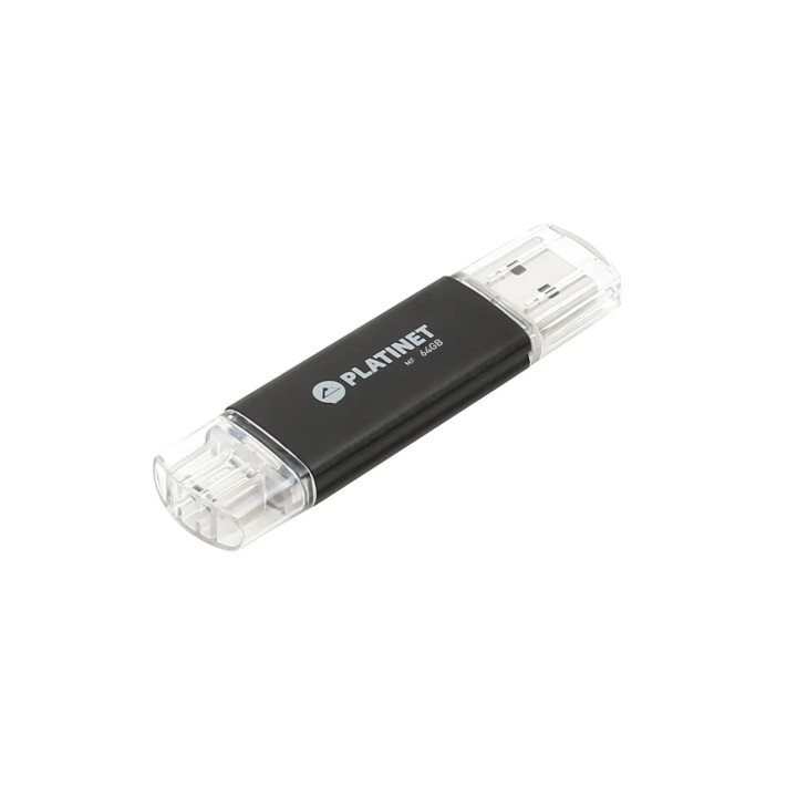 Memorie Stick USB 2.0 & microUSB 2in1 64GB PLATINET, Negru, PMFA64B