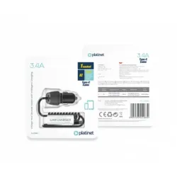 Incarcator Auto cu Incarcare Inteligenta PLATINET, USB,  PLCRSC, Negru