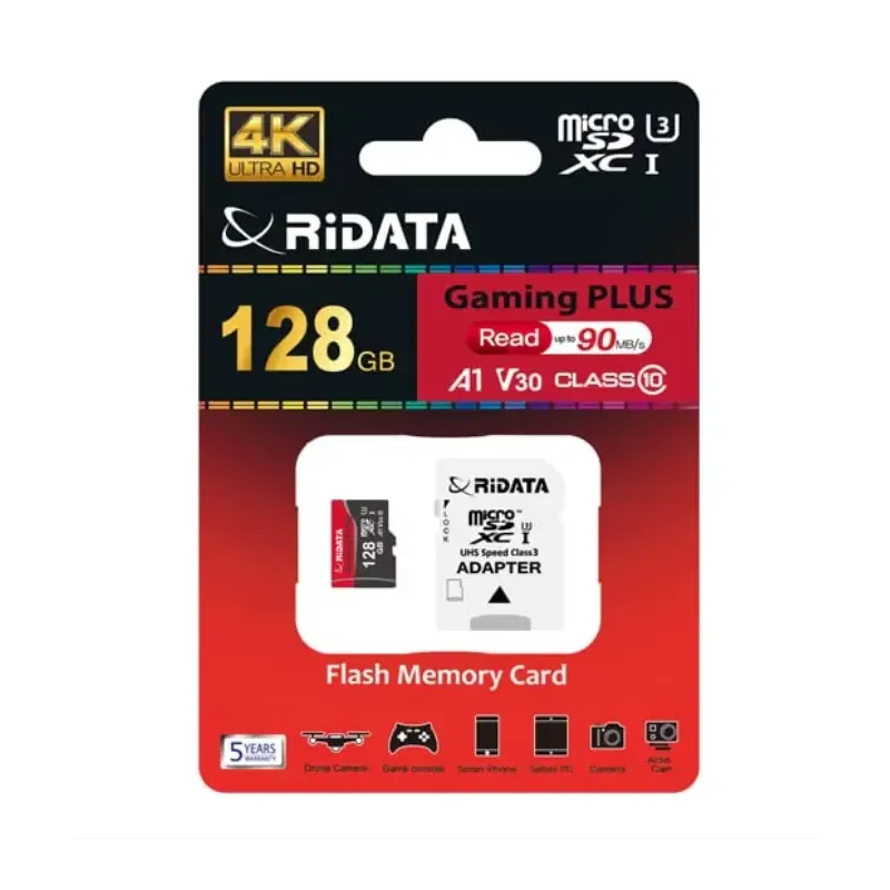Card de Memorie RIDATA MicroSDXC Gaming Plus, cu Adaptor, 128 GB Card de Memorie RIDATA MicroSDXC Gaming Plus, cu Adaptor, 128 GB