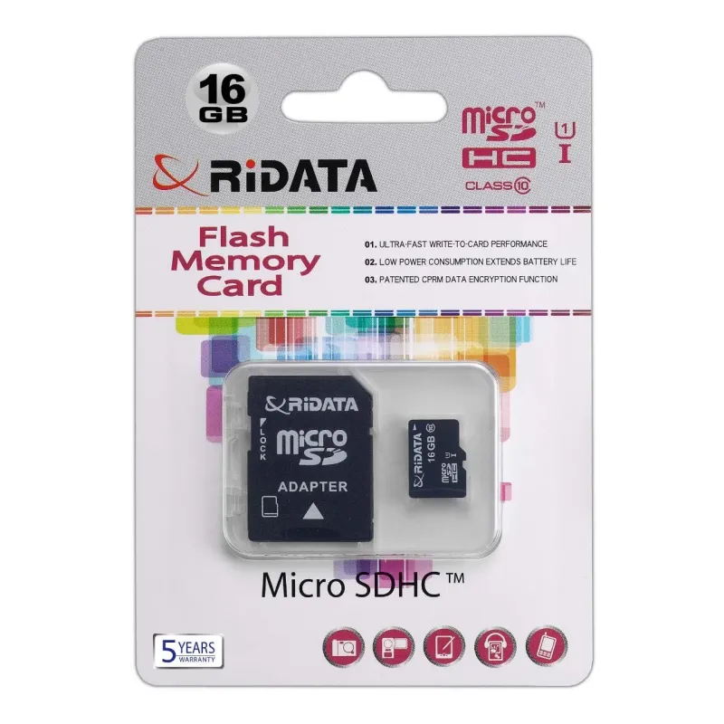 Card de Memorie RIDATA MicroSDHC, 16GB, cu Adaptor