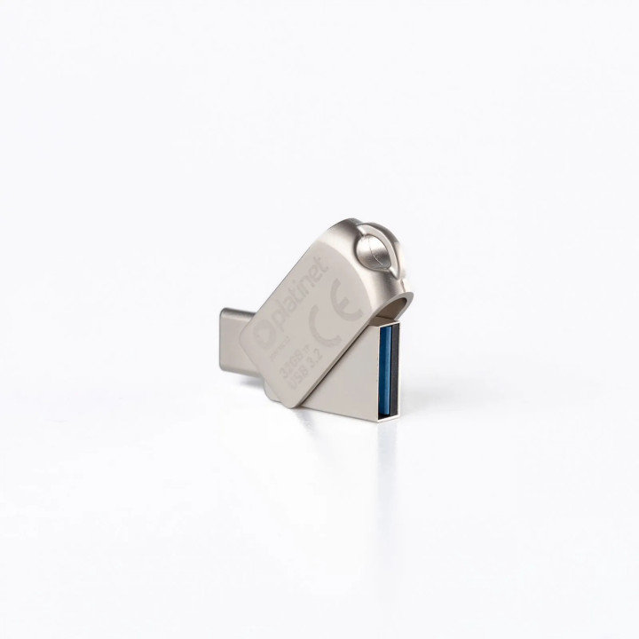 Memorie USB Pendrive 3.2 MUDP PLATINET, PMFMC32, 32GB, Gri, USB 3.2 si USB tip-C