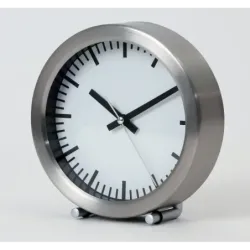 Ceas de Masa cu Alarma PLATINET  PZASS, Argintiu, Rotund