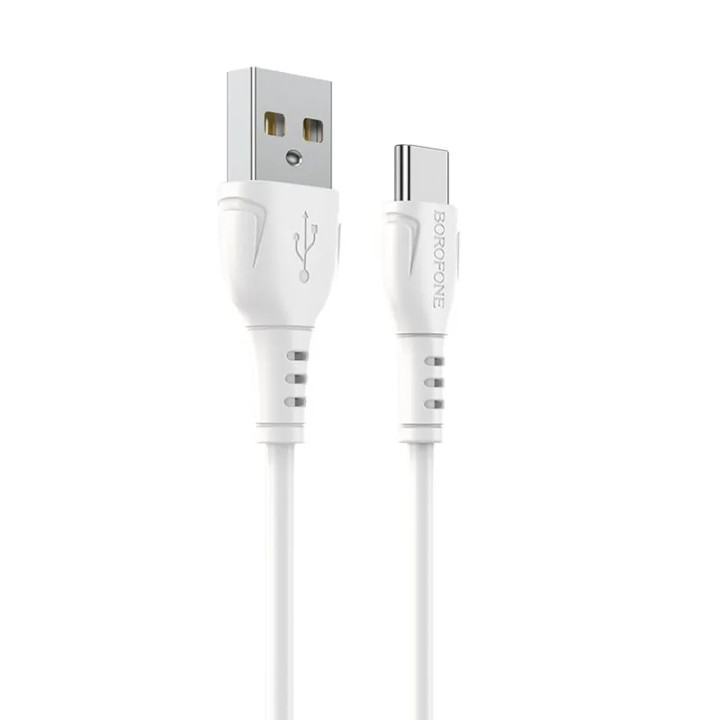 Cablu USB-A la Tip-C BOROFONE BX19, Alb, 3A, 1m