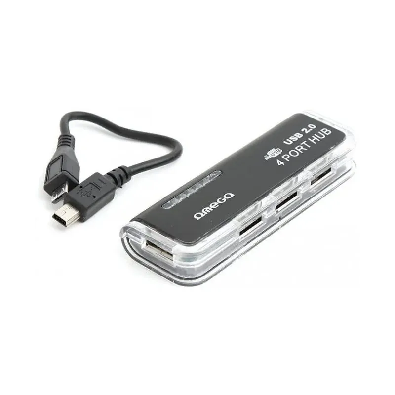 HUB USB OMEGA OUH24T, 4 porturi 2.0, Negru