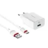 Incarcator de Perete BOROFONE BA21A, Quick Charger 3.0, Iesire USB-A 3A 18W, Alb, 1m