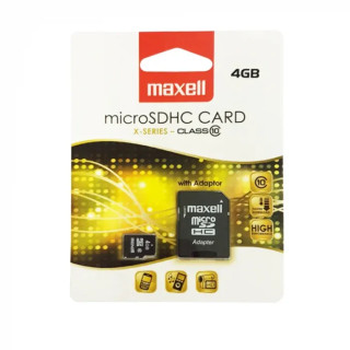 Card de Memorie MAXELL MicroSDHC-X Clasa 10, 4GB, cu Adaptor