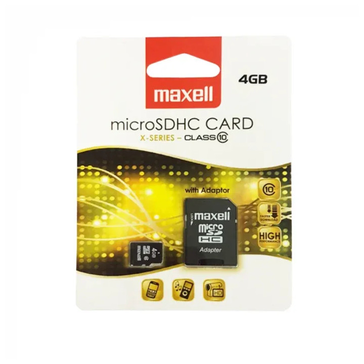 Card de Memorie MAXELL MicroSDHC-X Clasa 10, 4GB, cu Adaptor