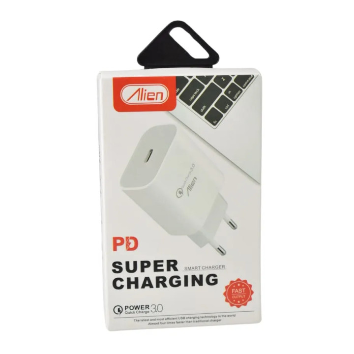 Incarcator de Perete ALIEN A-09, Quick Charge 3.0, Iesire USB Tip-C, Alb