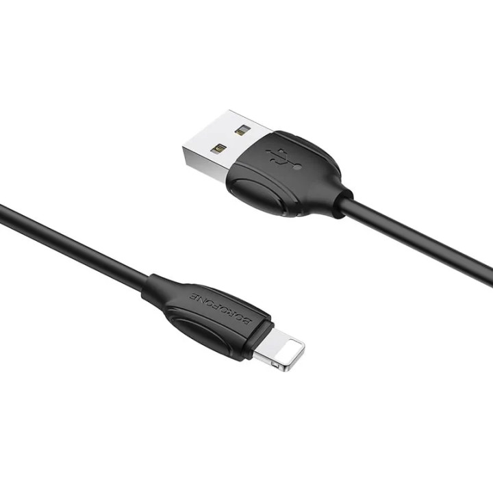 Cablu USB-A la Lightning BOROFONE BX19, Negru, 1m, 2.4A