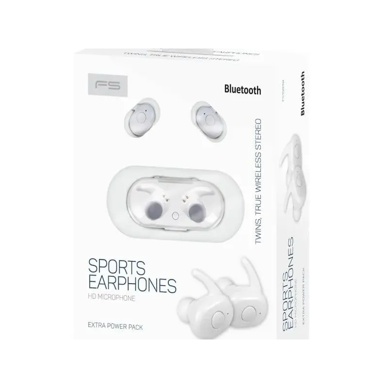 Casti Bluetooth 5.0 cu EDR Freestyle FS1083, wireless cu microfon HD, cu statie incarcare, albe