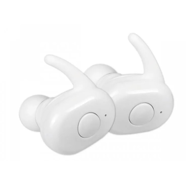 Casti Bluetooth 5.0 cu EDR Freestyle FS1083, wireless cu microfon HD, cu statie incarcare, albe