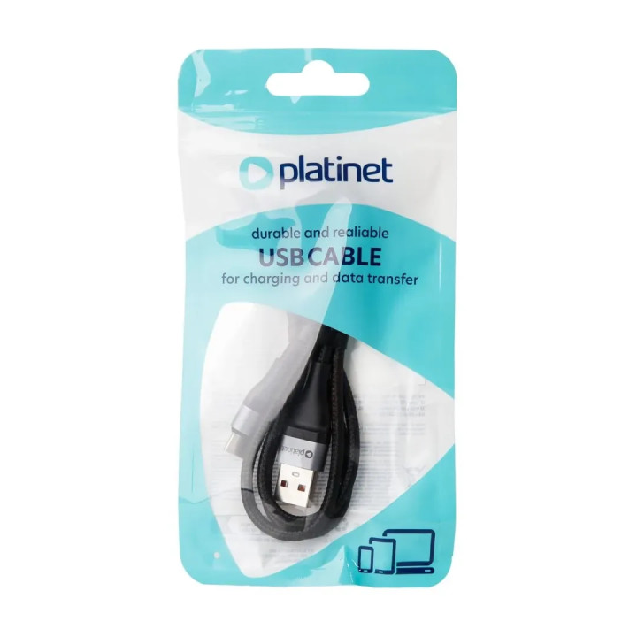 Cablu USB-A la USB Tip-C PLATINET PSCCA120, Negru, 1m, 3A