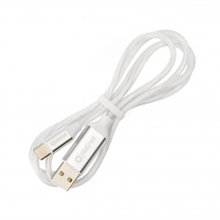 Cablu USB-A la Usb Tip-C PLATINET, PSCA1LW, 1M, 3A, Alb, cu Iluminare