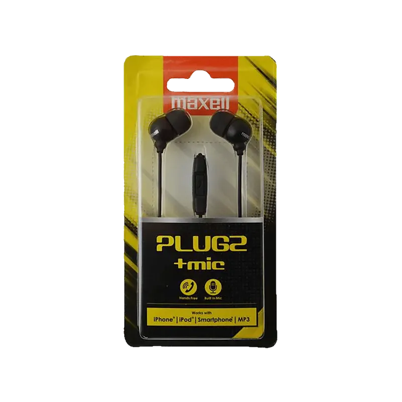 Casti Plugz cu fir Maxell, microfon, negre