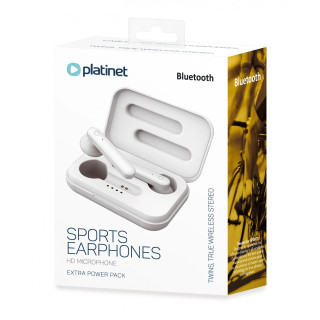 Casti In-Ear Bluetooth 5.0 Sport PLATINET PM1040, Alb, cu Carcasa de Incarcare, cu Microfon HD