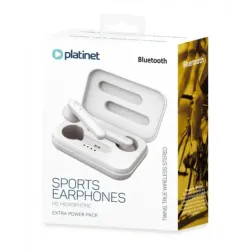 Casti In-Ear Bluetooth 5.0 Sport PLATINET PM1040, Alb, cu Carcasa de Incarcare, cu Microfon HD