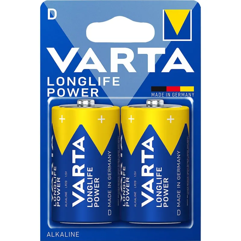 Set 2 Baterii Alcaline VARTA LONGLIFE D LR20