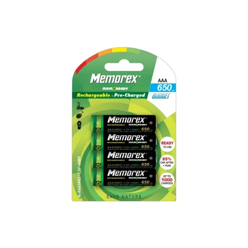 Set 4 Acumulatori MEMOREX AAA HR03 650mAh