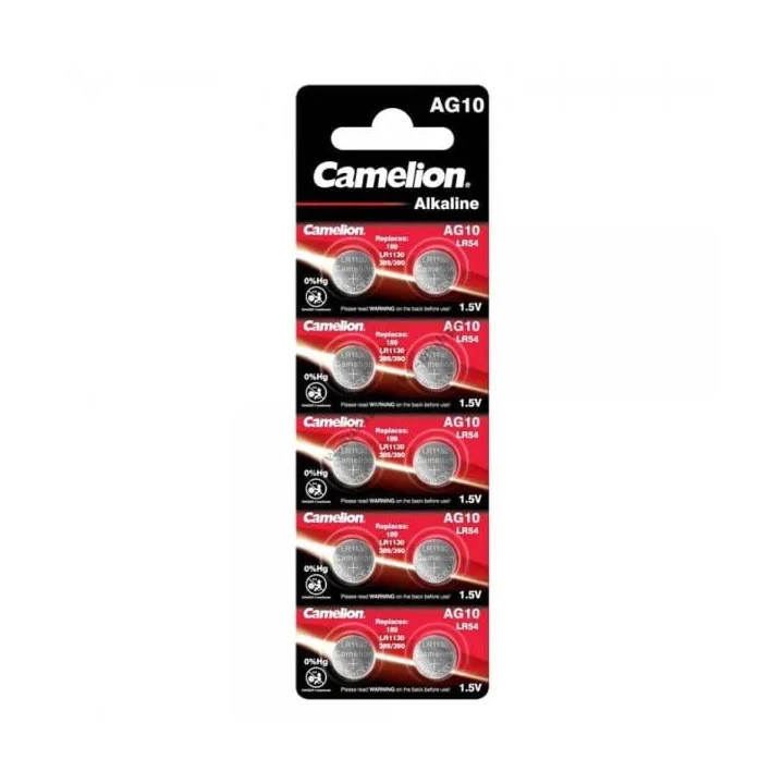 Set 10 Baterii Alcaline CAMELION AG10 LR54 LR1130