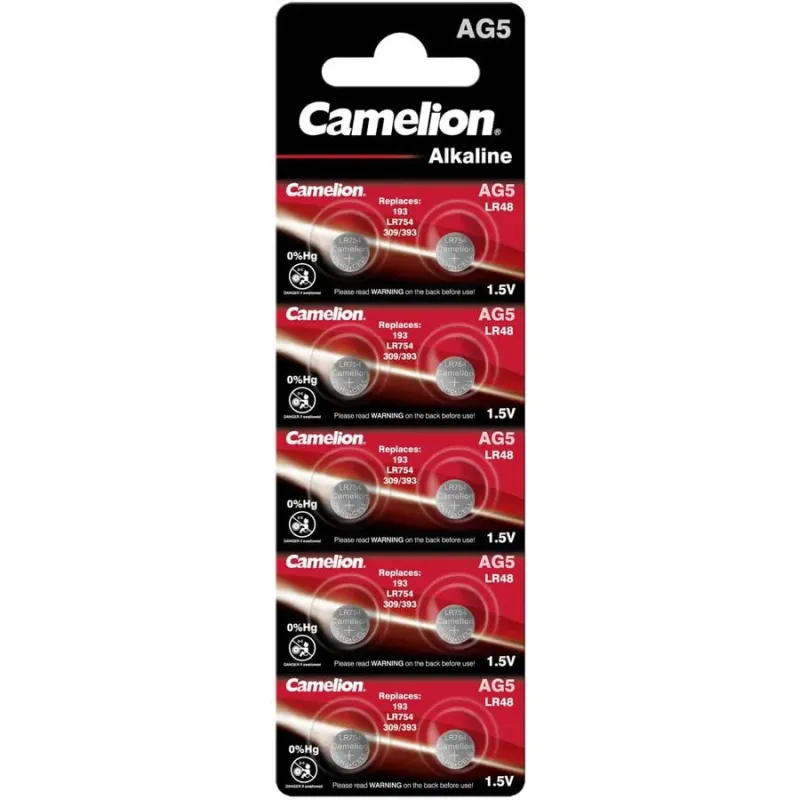 Set 10 Baterii Alcaline CAMELION AG5 LR48 LR754