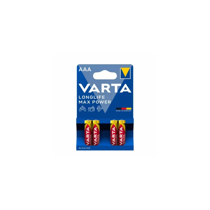 Set 4 Baterii Alcaline VARTA LONGLIFE MAX POWER AAA LR03