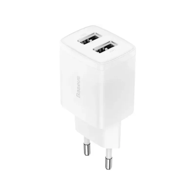 Incarcator de Perete Dual USB-A BASEUS 2U Compact 10.5W Alb CCXJ010201