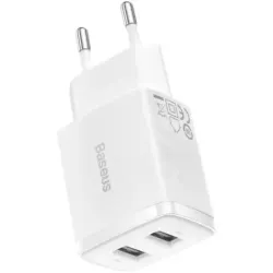 Incarcator de Perete Dual USB-A BASEUS 2U Compact 10.5W Alb CCXJ010201