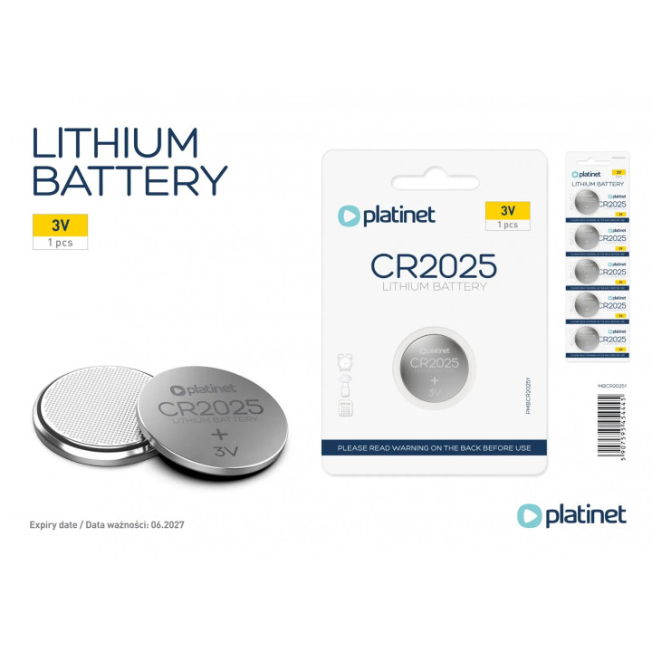 Set 5 Baterii Alcaline PLATINET CR2025 PMBCR2025