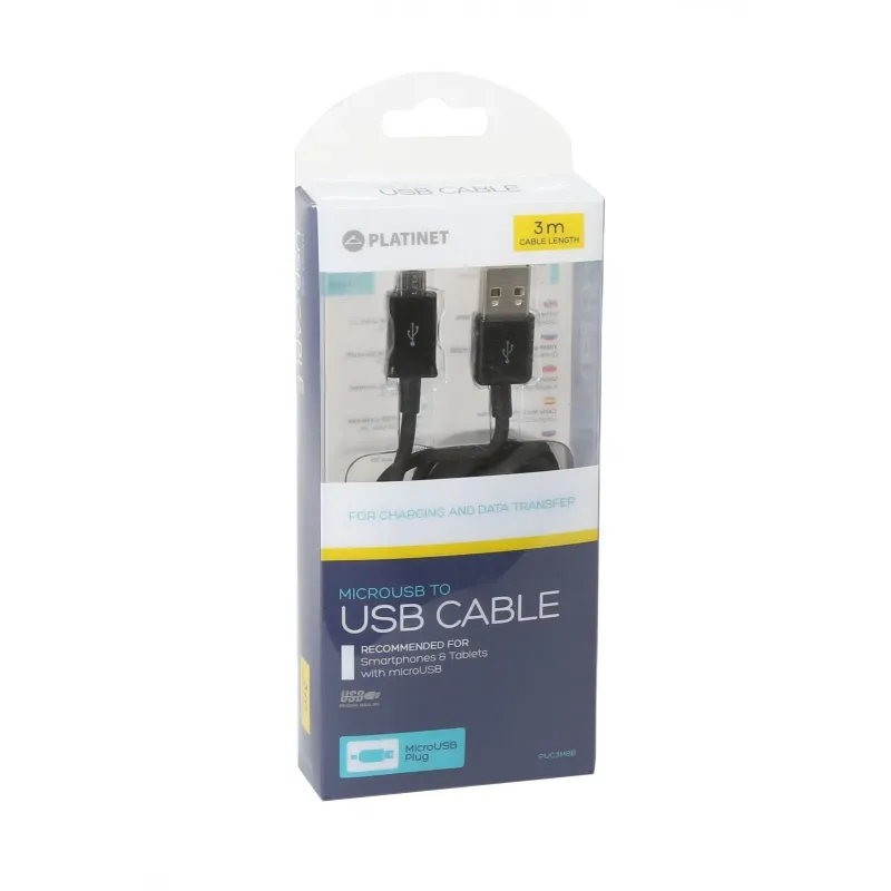 Cablu USB-A la MicroUSB, 2A, 3M, PUC3MBB