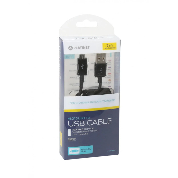 Cablu USB-A la MicroUSB, 2A, 3M, PUC3MBB
