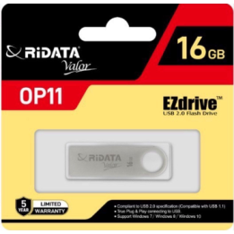 Memorie Stick USB 2.0 RIDATA, 16 GB, OP11, Gri Metalizat
