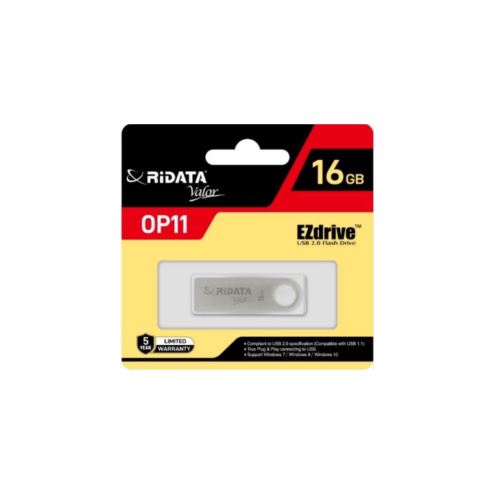Memorie Stick USB 2.0 RIDATA, 16 GB, OP11, Gri Metalizat
