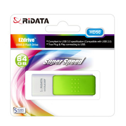 Memorie Stick USB 3.0 RIDATA, ID50, 64 GB, Alb/Verde