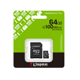Card de Memorie Kingston 64 GB MicroSD Canvas Select Plus,  UHS-I, 100 MB/s, cu Adaptor