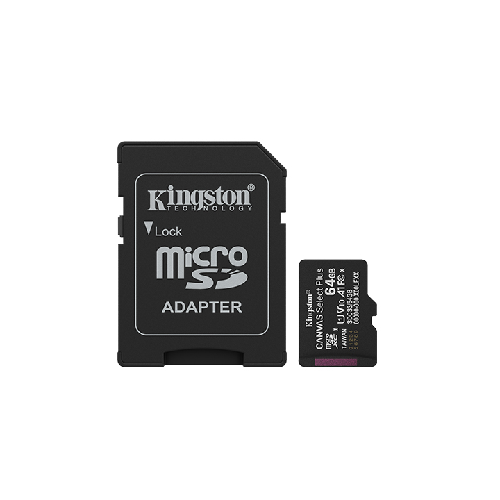 Card de Memorie Kingston 64 GB MicroSD Canvas Select Plus,  UHS-I, 100 MB/s, cu Adaptor