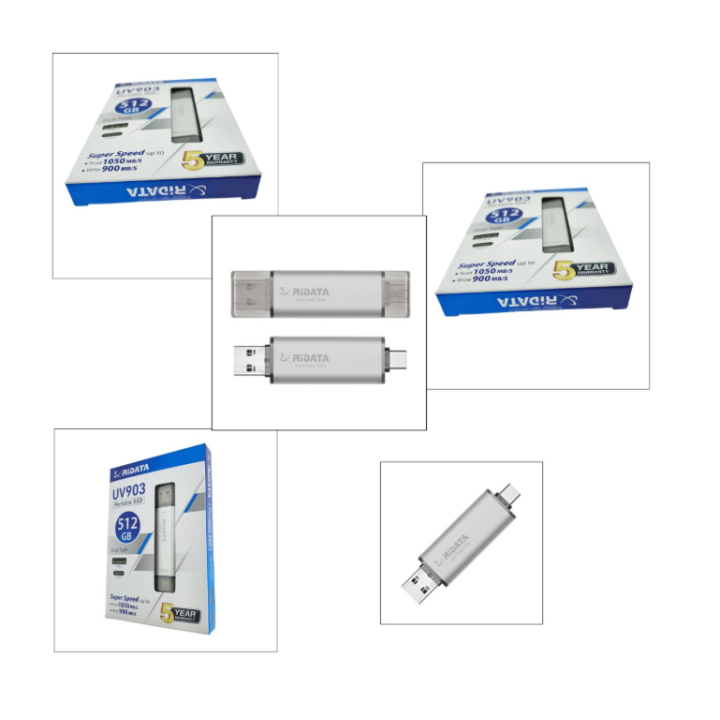 Stick SSD portabil RIDATA 512 GB, UV903 USB 3.2 Gen 2, Gri