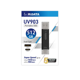 Stick SSD portabil RIDATA 512 GB, UV903 USB 3.2 Gen 2, Negru
