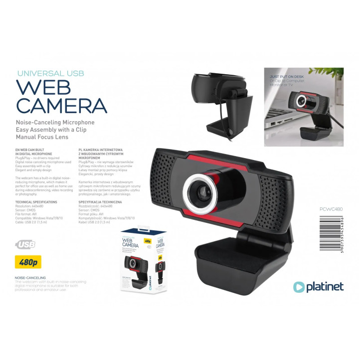 PLATINET Camera Web USB, 480p