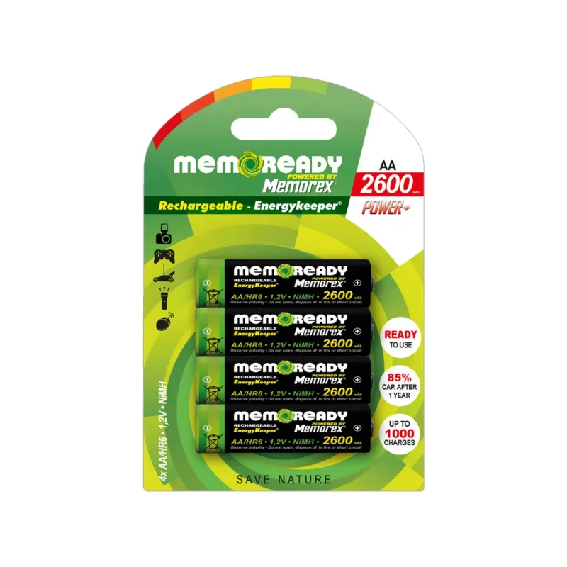 Set 4 Acumulatori MEMOREX POWER+ AA HR6 2600mAh