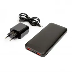 Set Powerbank Baterie Externa PLATINET 10000 mAh Li-Ion PMPB10SETB + Incarcator de Perete 20W + Cablu USB-C la USB-C Negru
