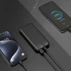 Baterie Externa Powerbank 10 000 mAh 10W PD 2x USB-C 1x USB-A negru