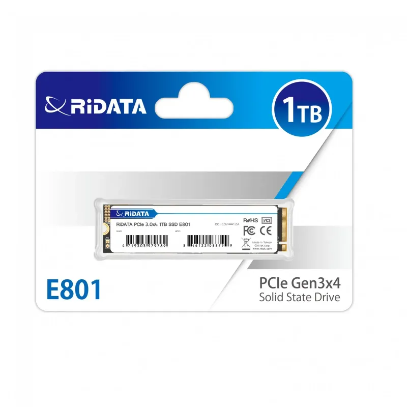 Solid State Drive (SSD) Ridata, 1 TB, PCIe, M.2, Gen3x4 NVMe Solid State Drive (SSD) Ridata, 1 TB, PCIe, M.2, Gen3x4 NVMe