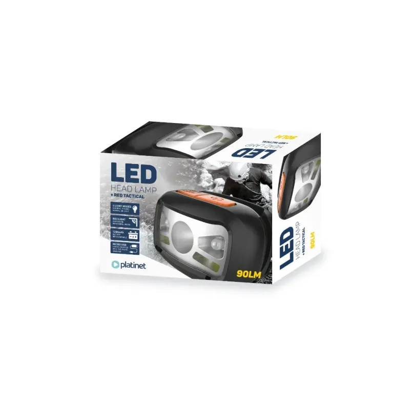 Lanterna de cap LED 3W, Platinet, cu lumina alba, 3 moduri iluminare, acumulator 1200 mAh