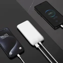 Baterie Externa Powerbank 10 000 mAh 10W PD 2x USB-C 1x USB-A Alb