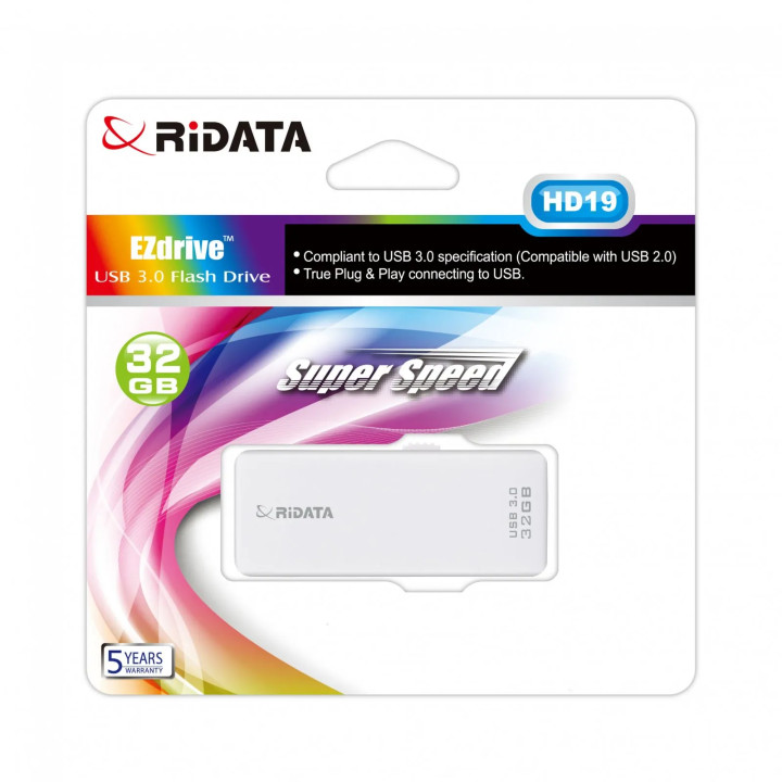 Memorie Stick USB 3.0 RIDATA, HD19 32 GB, Alb