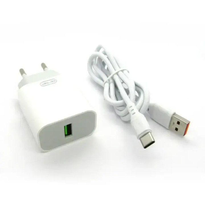 Incarcator Vdenmenv DC07T USB-A cu cablu Type-C, incarcare rapida QC3.0 – Alb