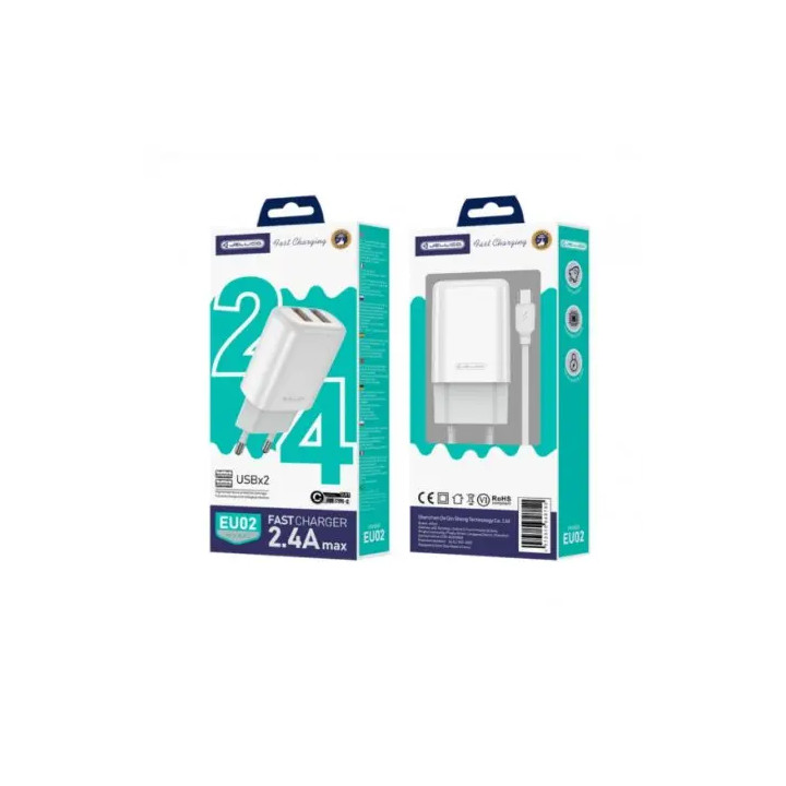 Set Incarcator + cablu EU02 tip C Fast Charge JELLICO USBX2