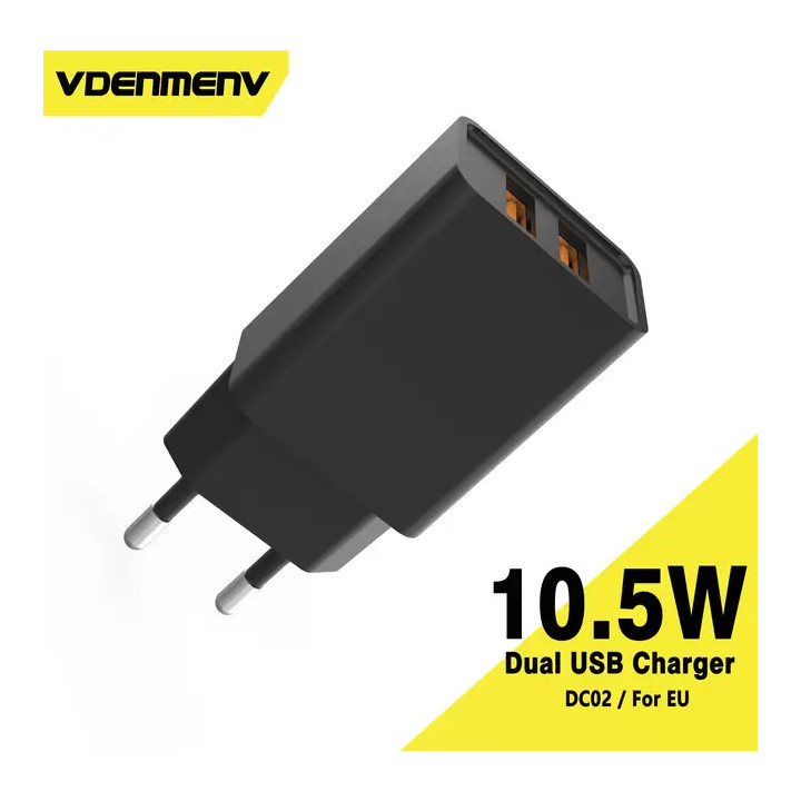 VDenmenv DC02 Incarcator de perete USB 2,1 A negru