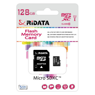 Card de Memorie RIDATA MicroSDHXC Gaming, 128 GB, cu Adaptor, clasa 10