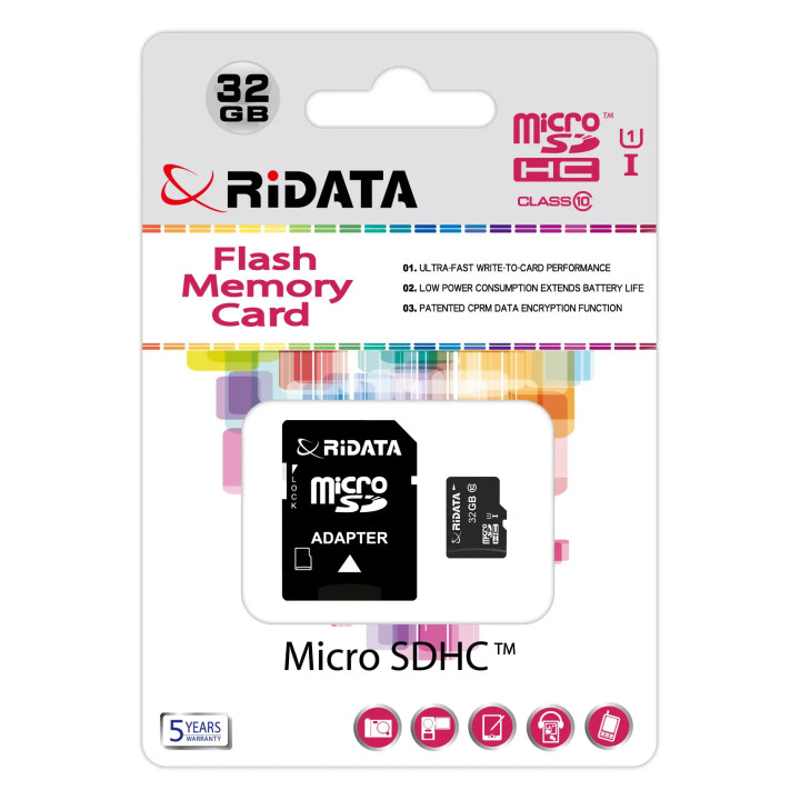 Card de Memorie RIDATA MicroSDHC Gaming, 32 GB, cu Adaptor